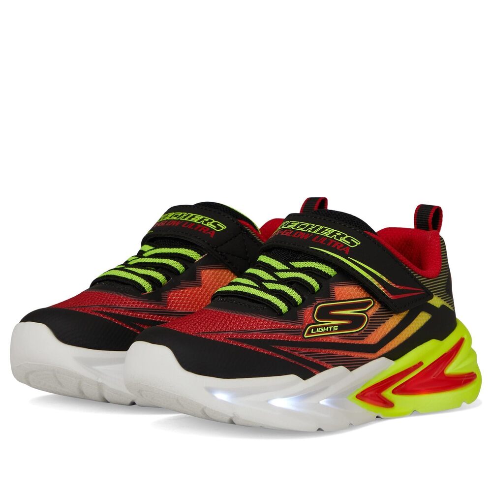 Skechers Flex-Glow Ultra Sneaker, Black/Red, 10 Toddler